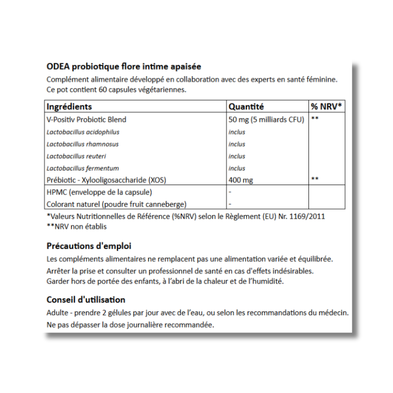 ODEA - Probiotique flore intime apaisée